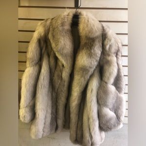 Blue fox fur coat